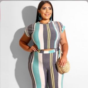 Striped 2pc Pants Set